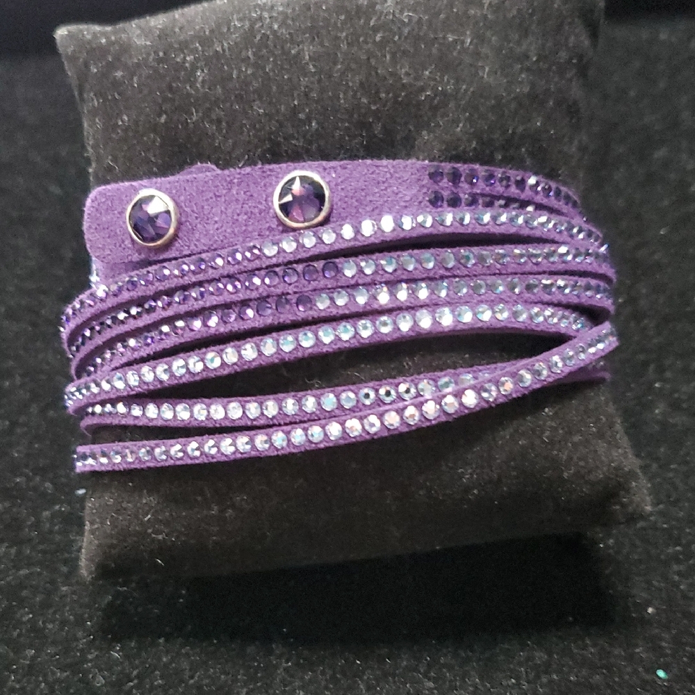 Touchstone Crystal Purple Multi-Strand Crystal Wrap Bracelet